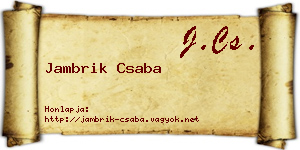 Jambrik Csaba névjegykártya